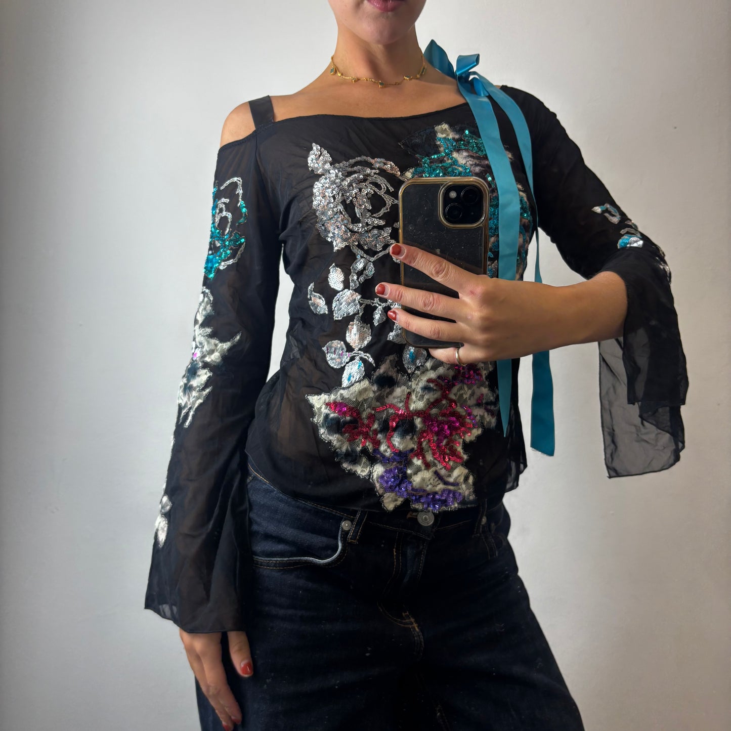 sequin mesh top