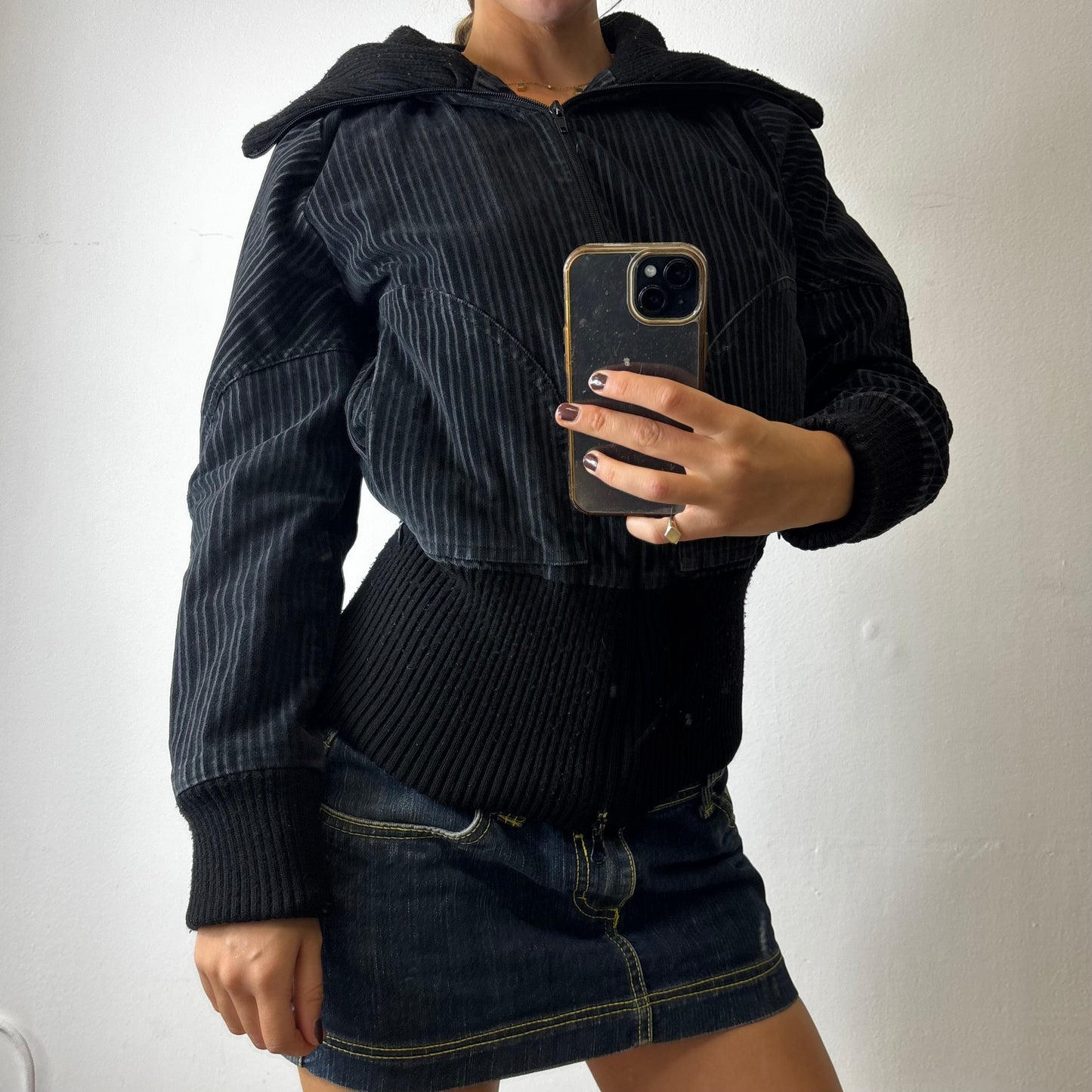 vintage pinstripe bomber jacket