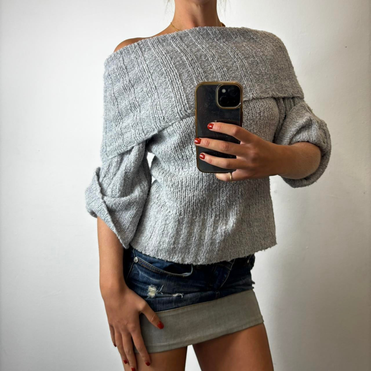 grey knit jumper