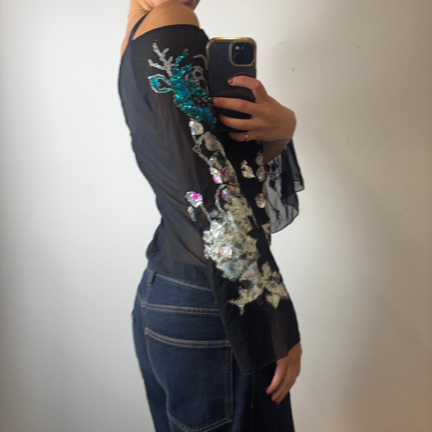 sequin mesh top