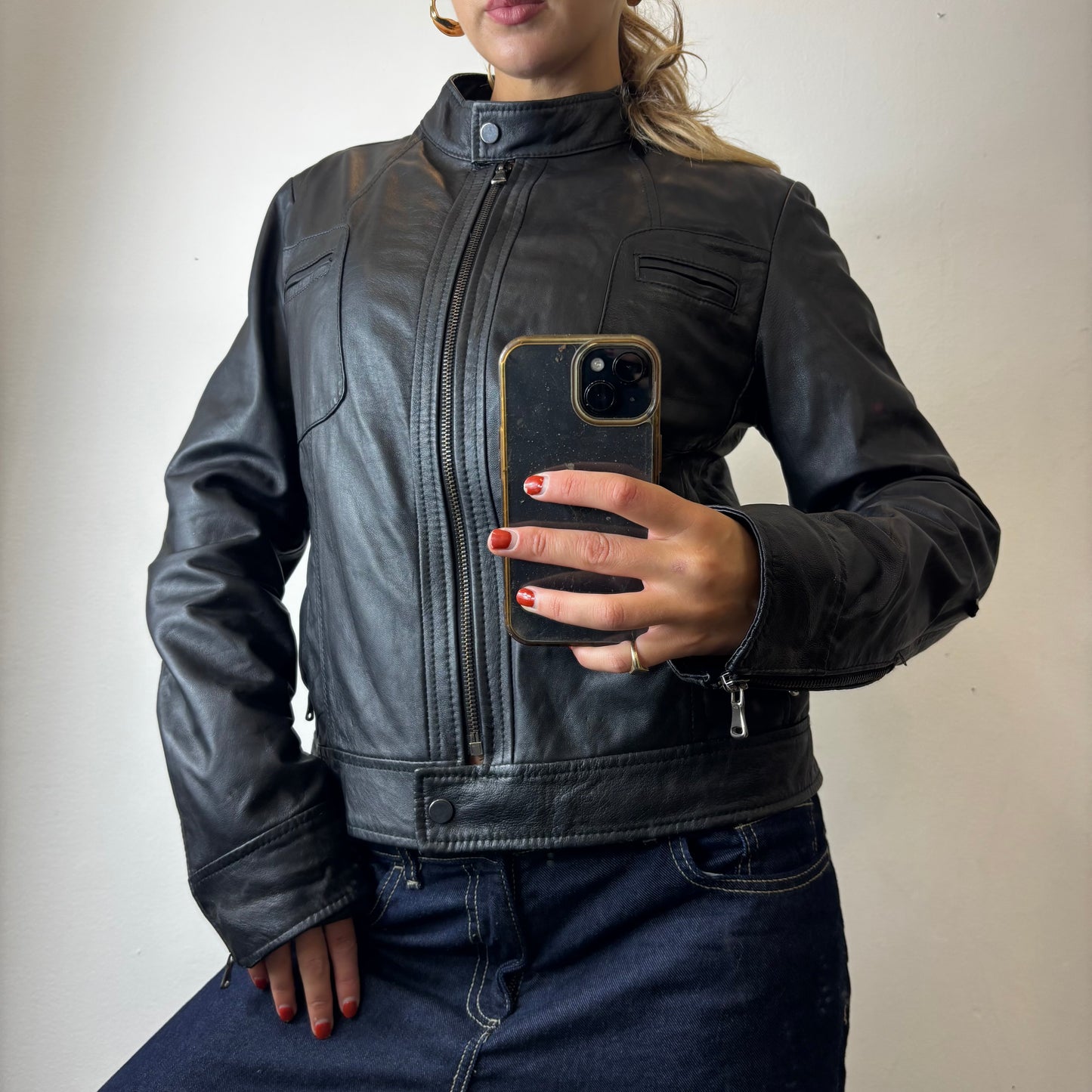 leather bomber jacket
