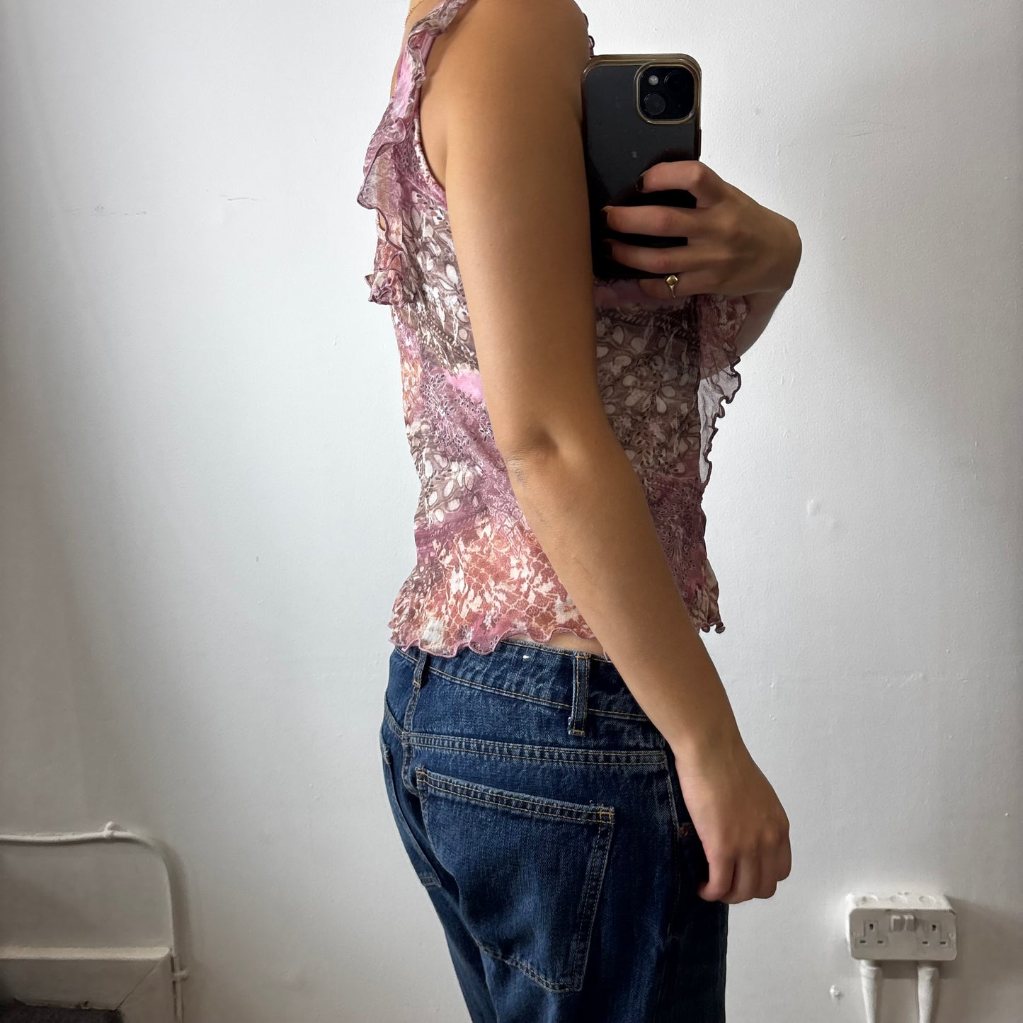 vintage floral mesh top