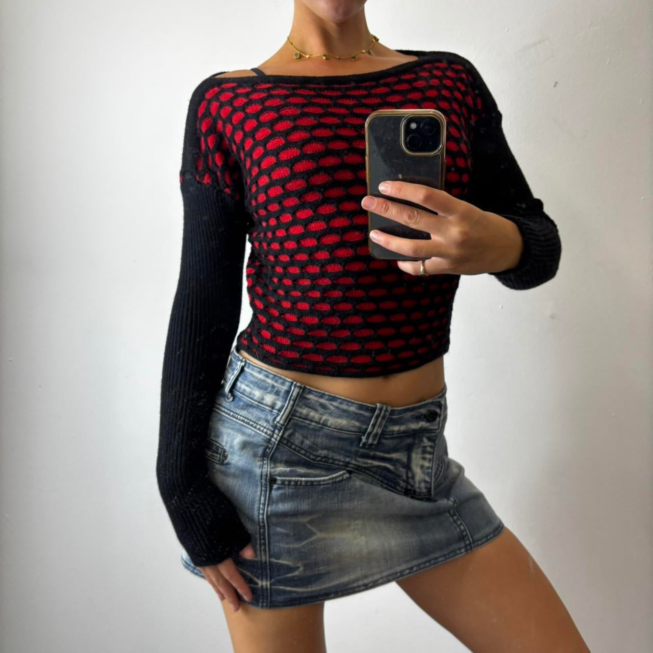 vintage red black jumper