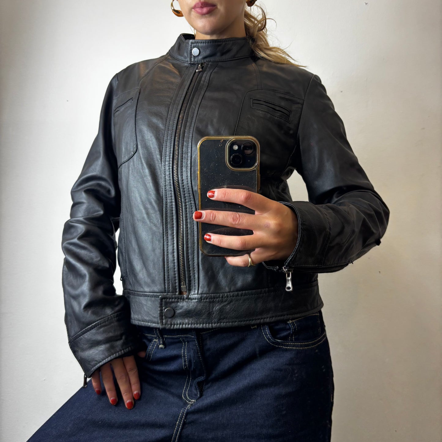 leather bomber jacket