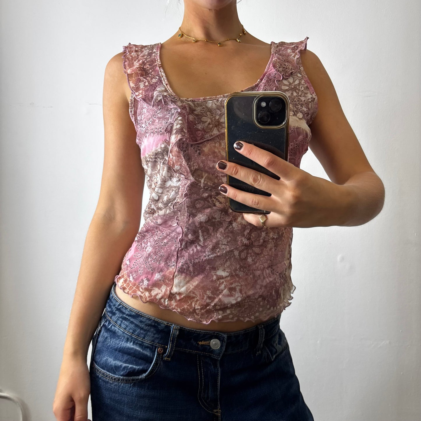 vintage floral mesh top