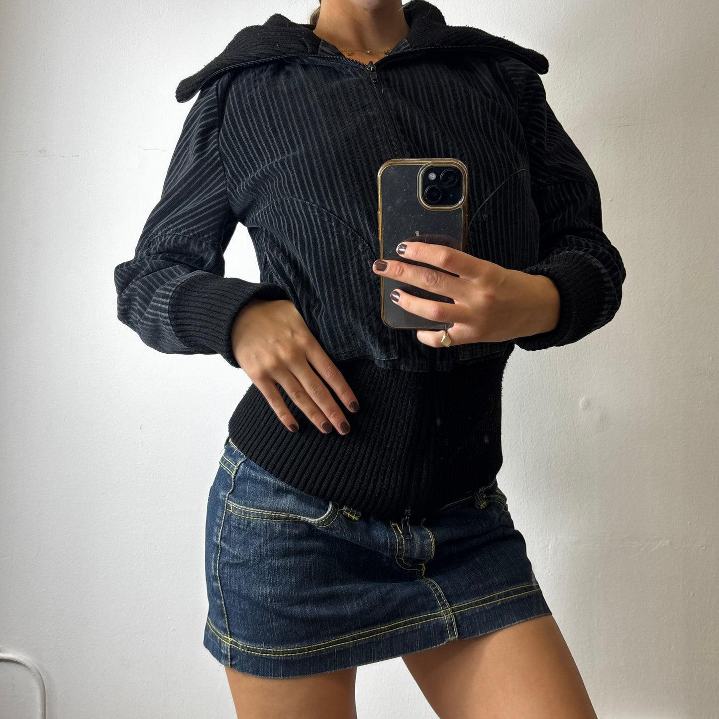 vintage pinstripe bomber jacket