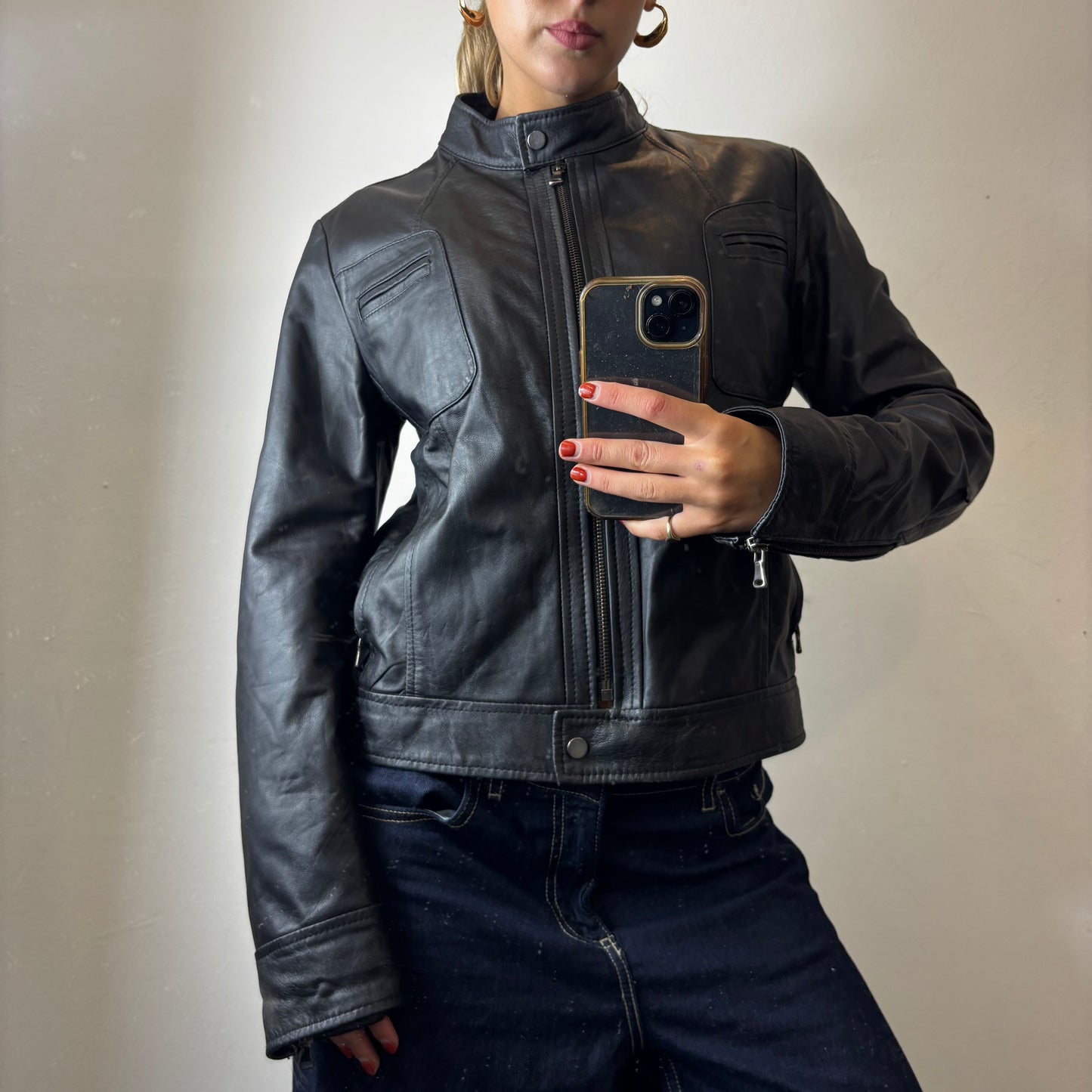 leather bomber jacket