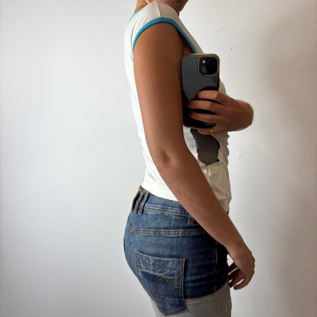white and blue sporty top