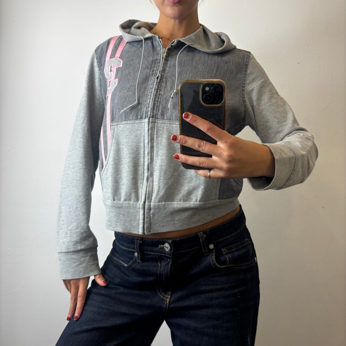 zip up grey hoodie
