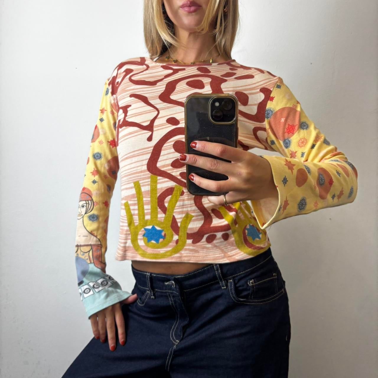 patterned long sleeved top