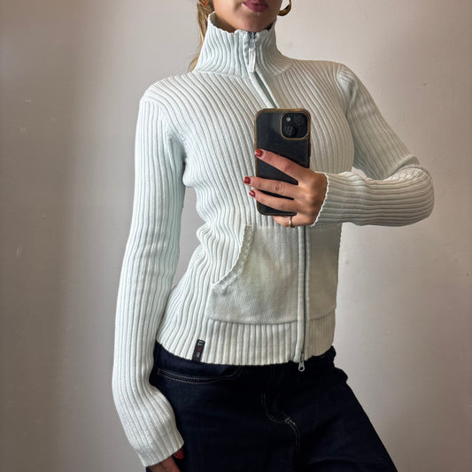 zip up ribbed jumper