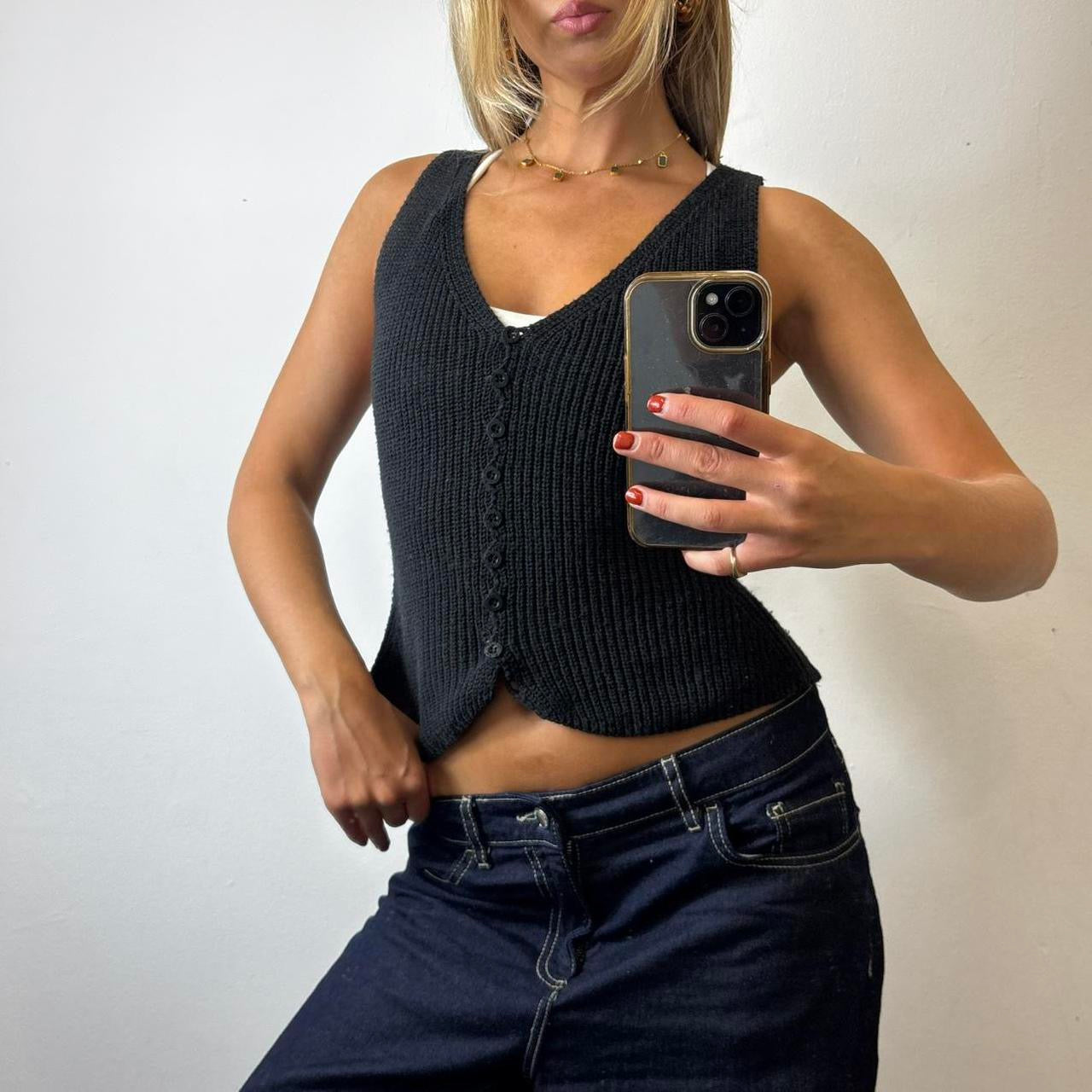 ribbed button up top