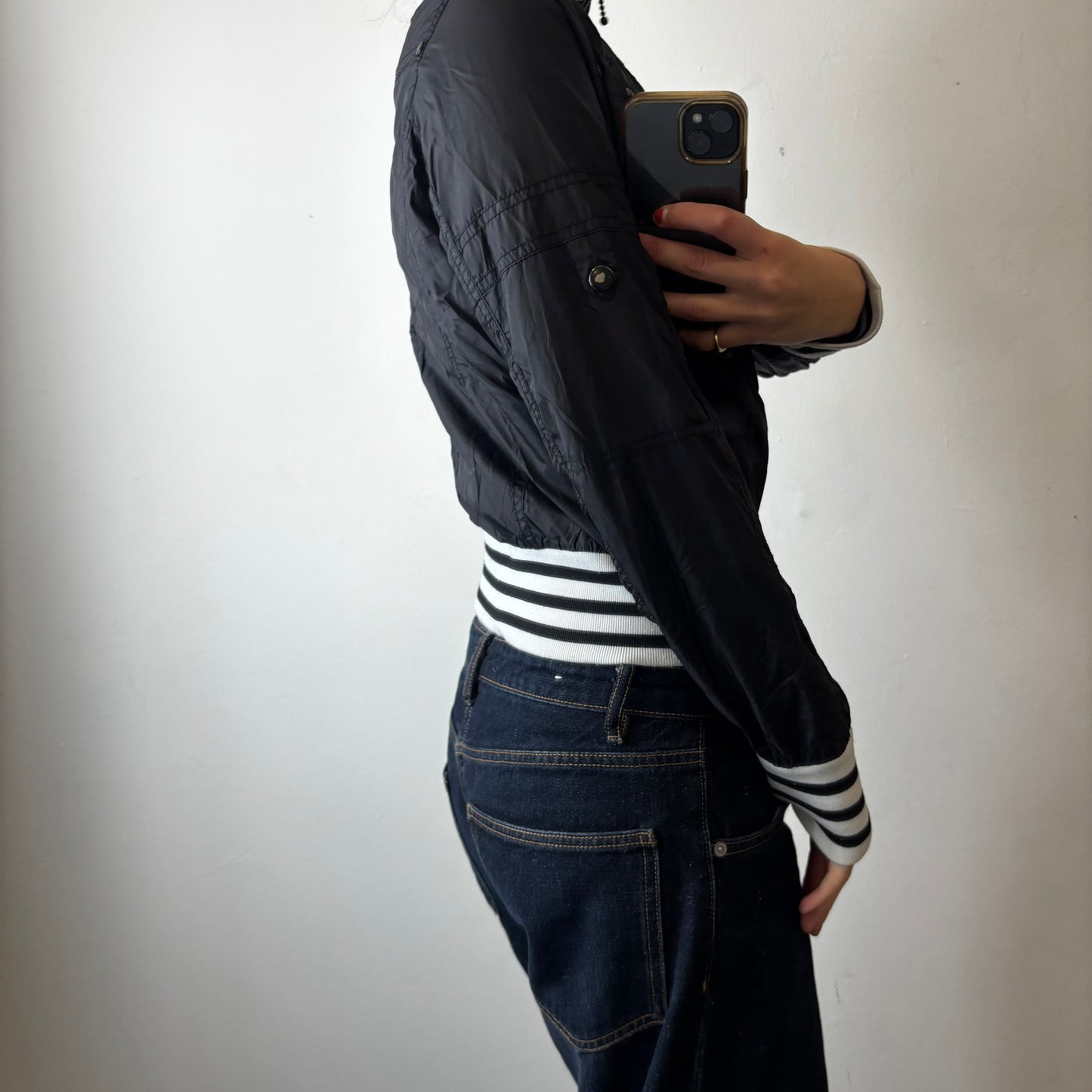 black and white zip jacket