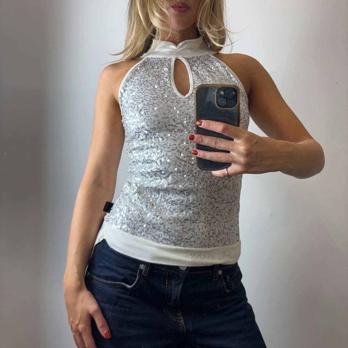 halter sequin cami top