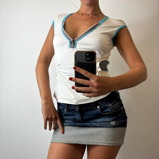 white and blue sporty top