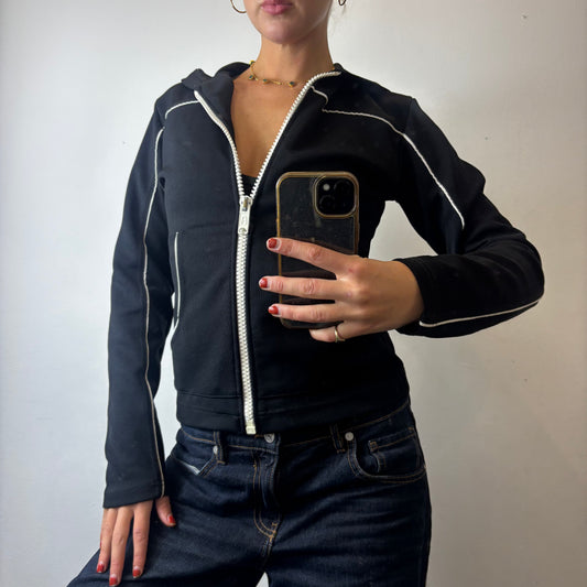black and white zip hoodie