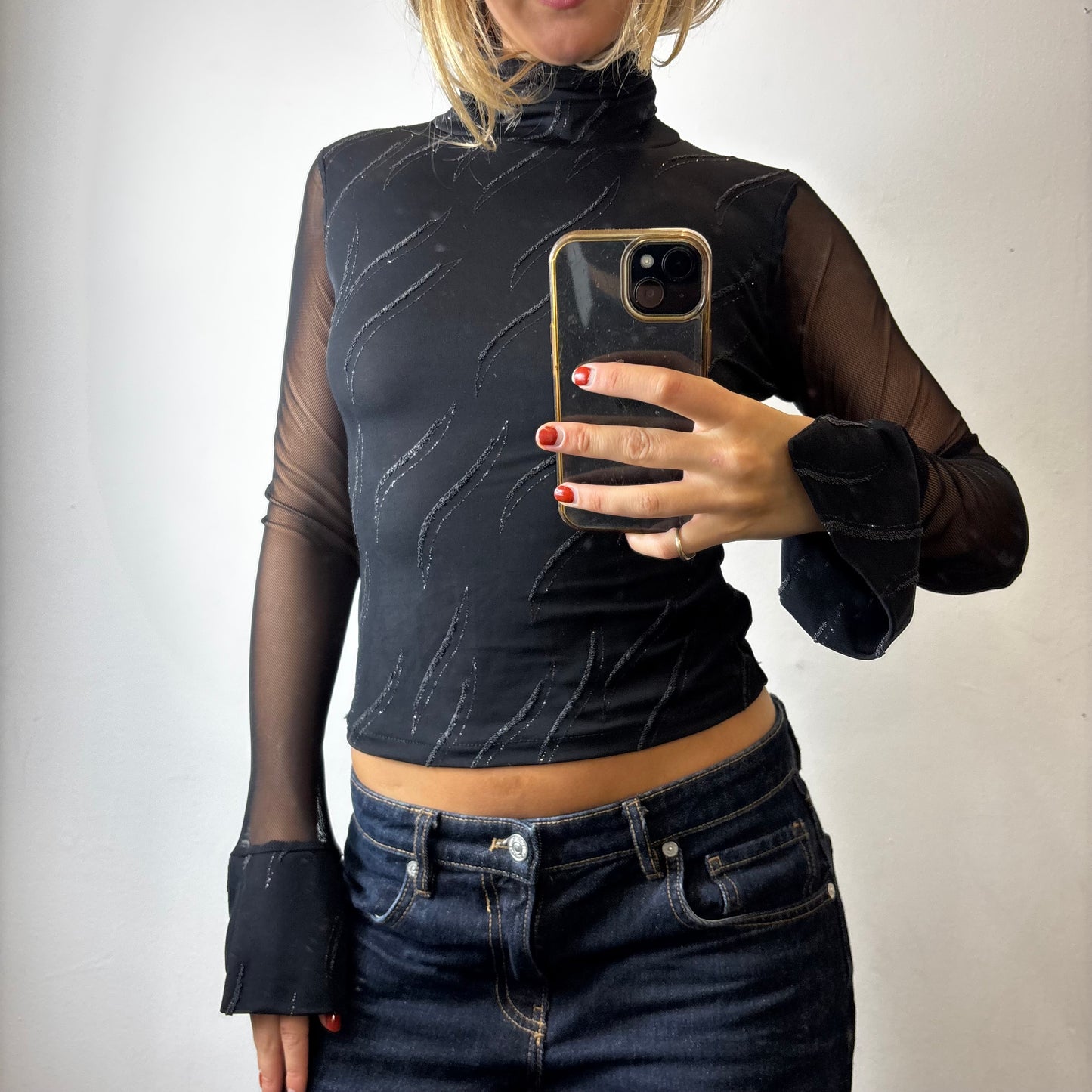 mesh roll neck top