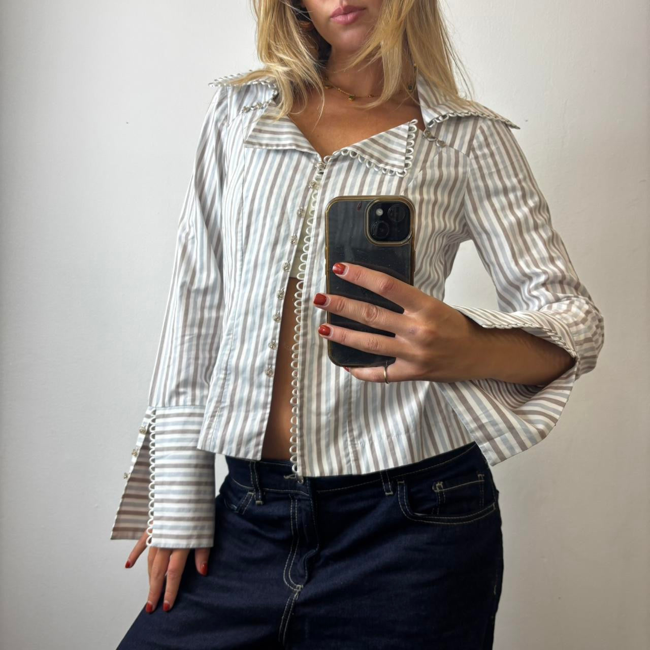 pinstripe button shirt