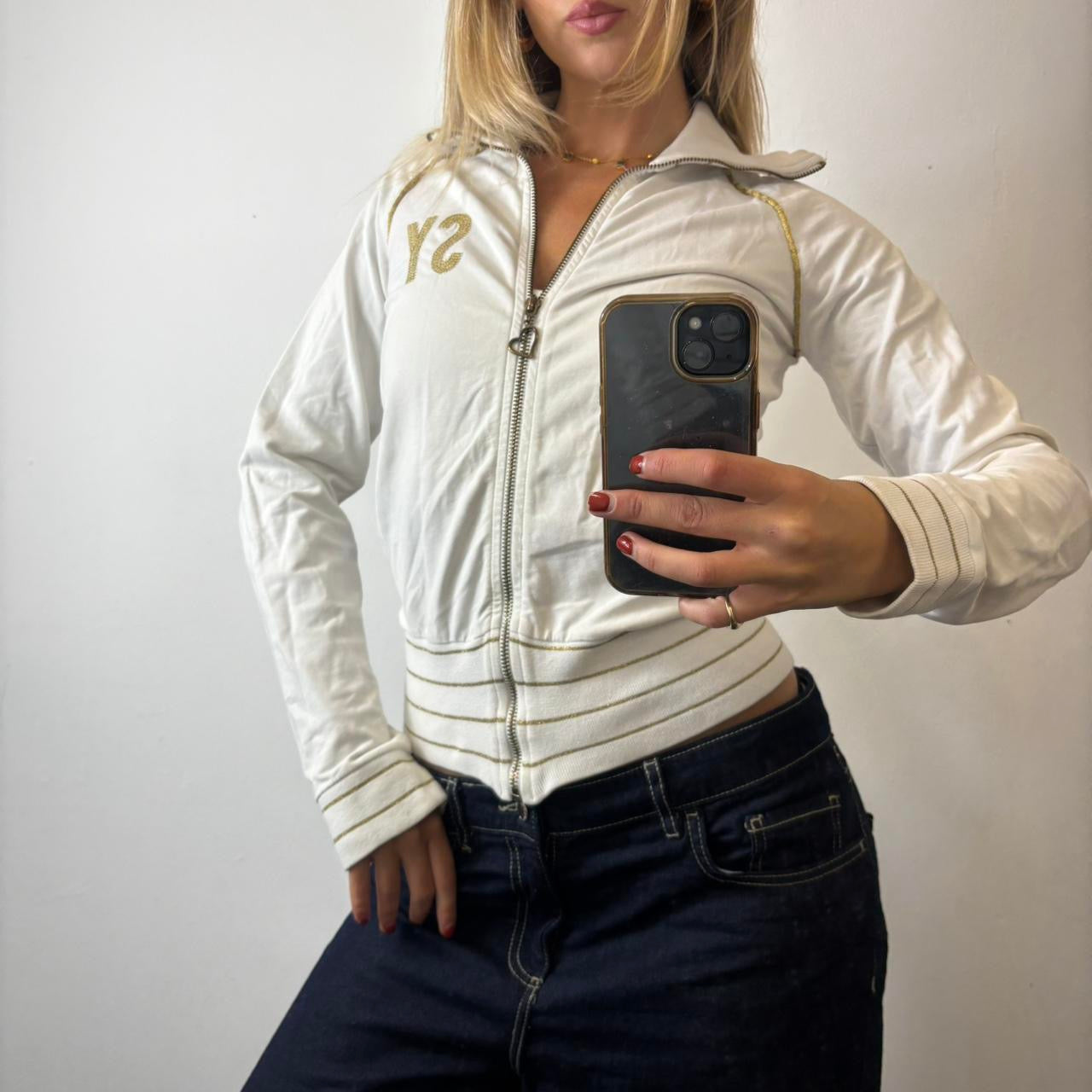 cream zip up hoodie