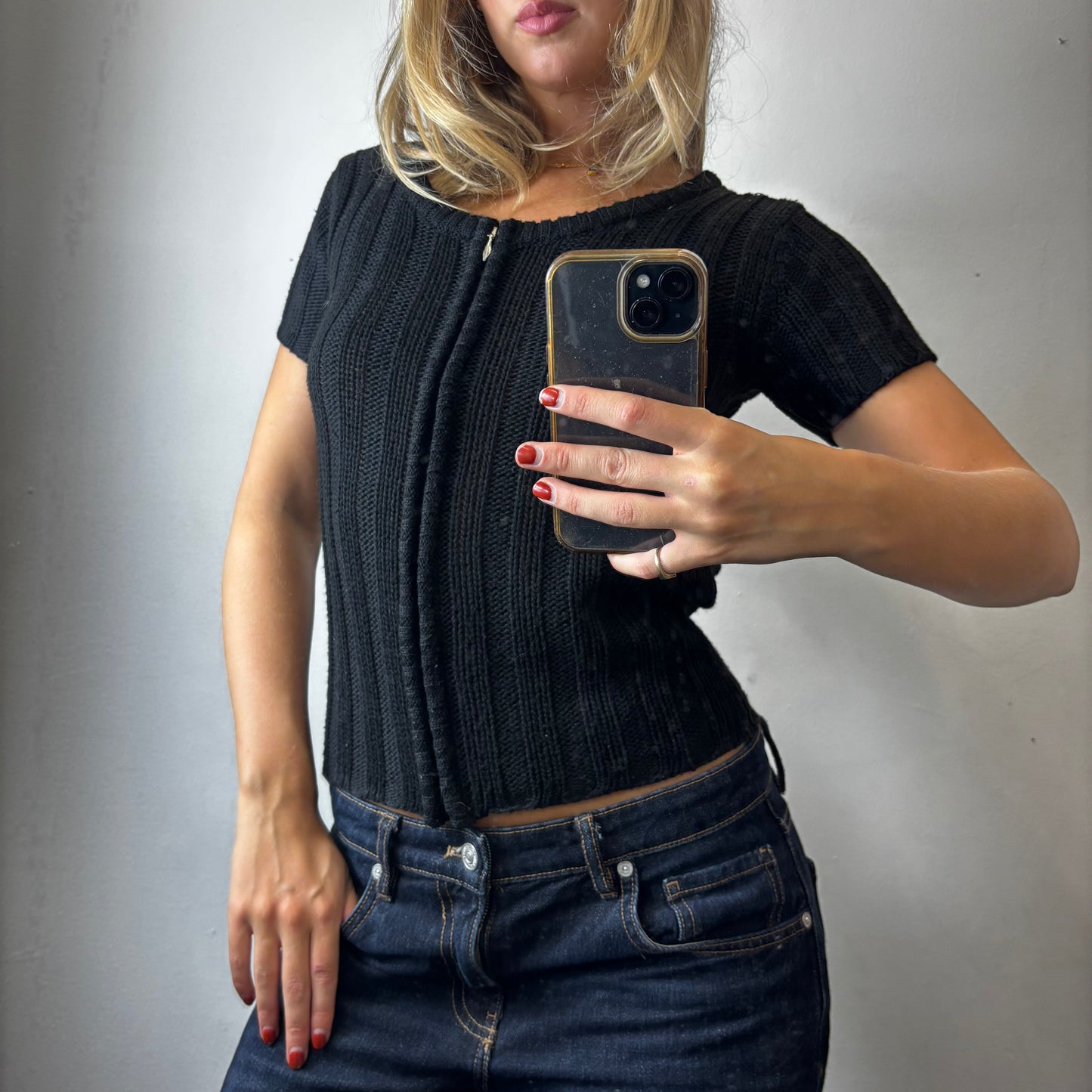 knit zip up top