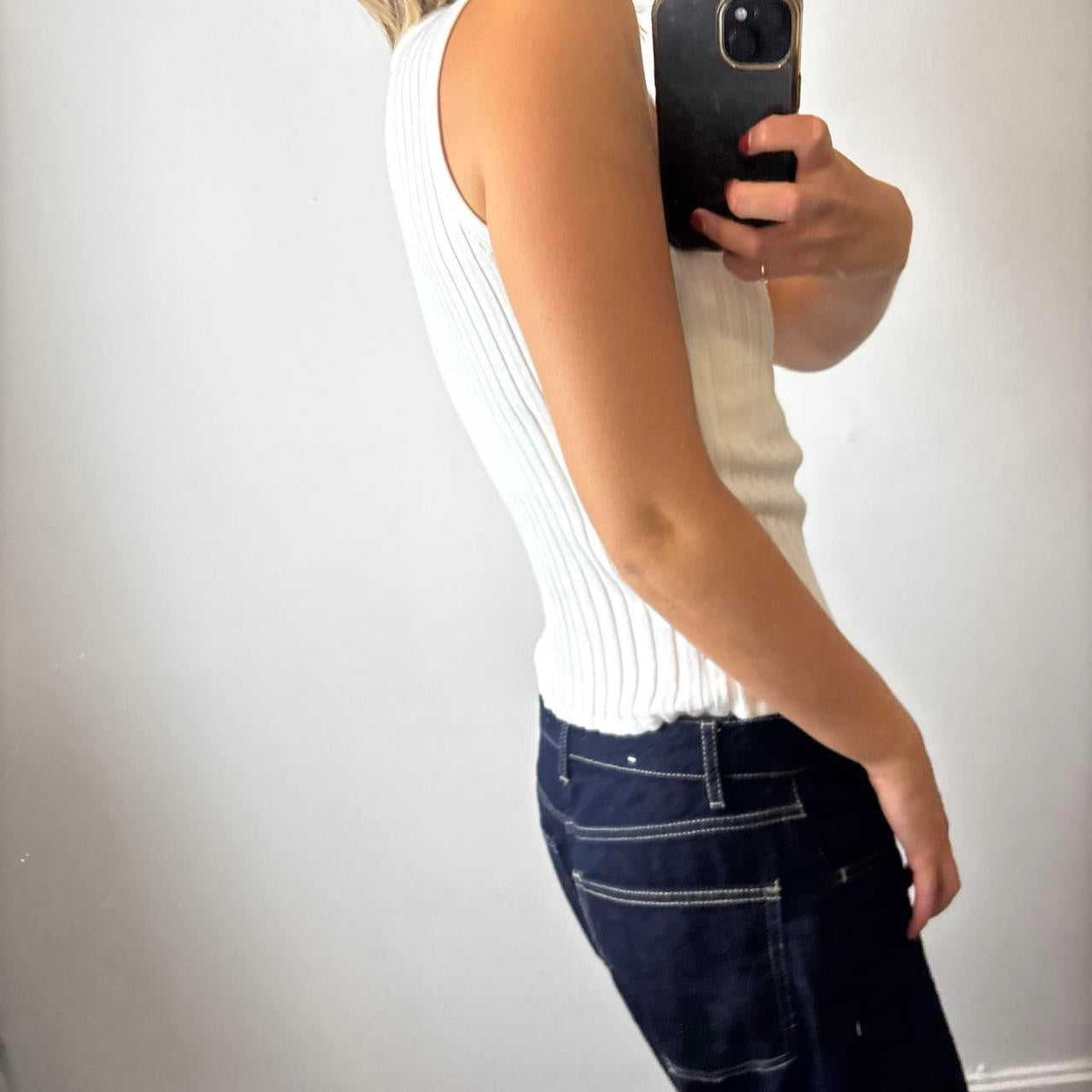 ribbed button up top