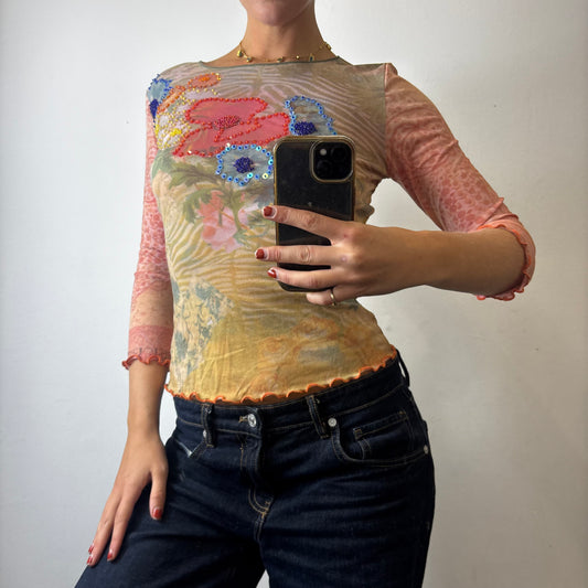 mesh floral top