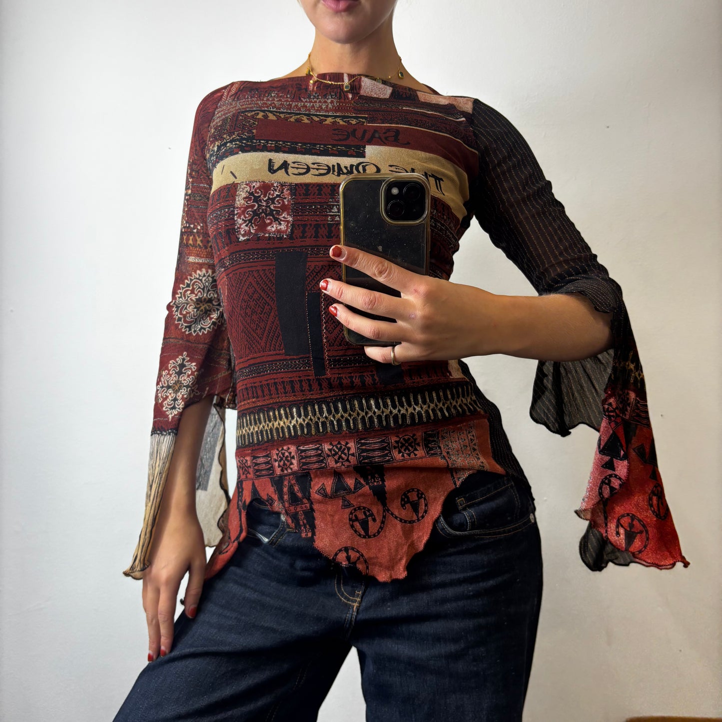 save the queen top (vintage designer)