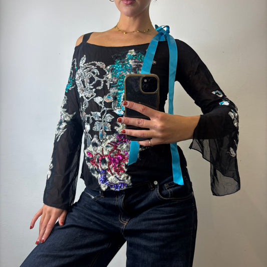 sequin mesh top
