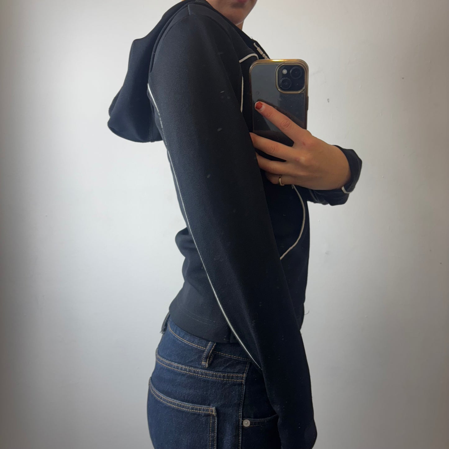 black and white zip hoodie