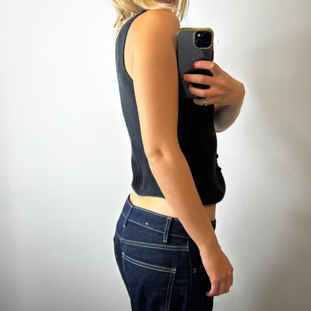 ribbed button up top