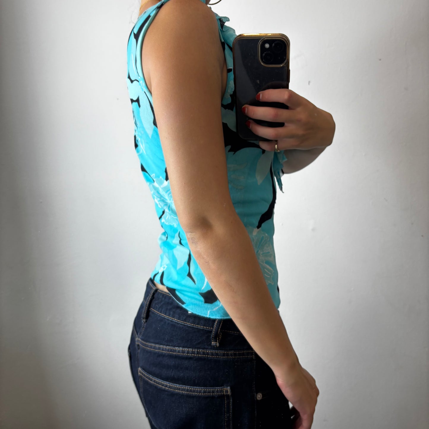 blue mesh top