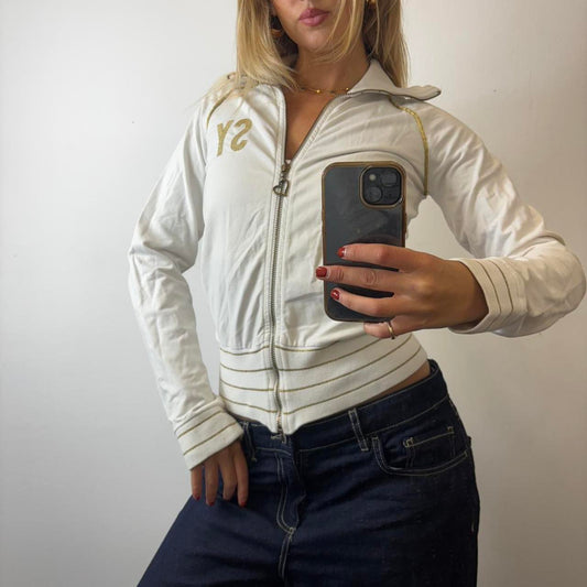 cream zip up hoodie