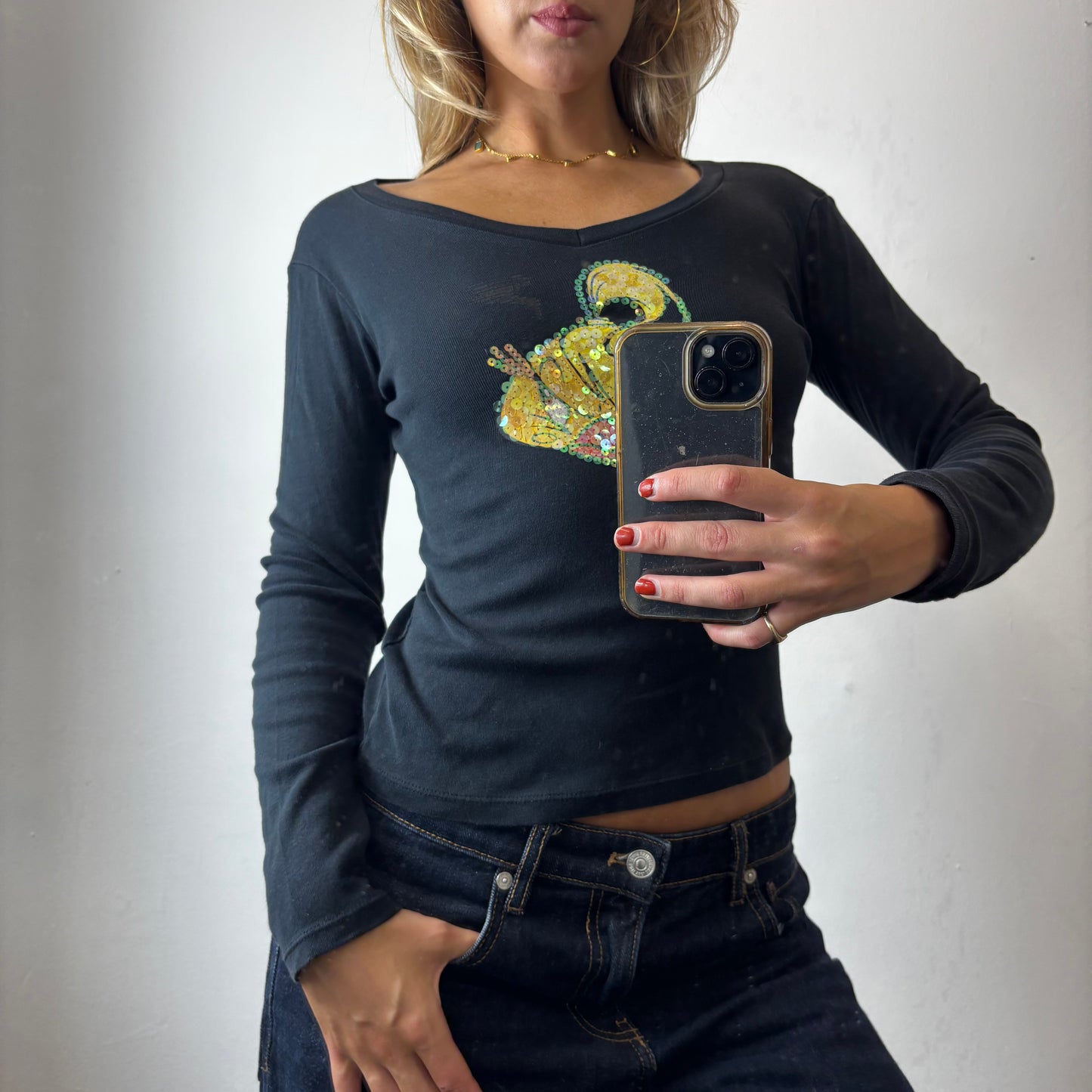 sequin graphic top