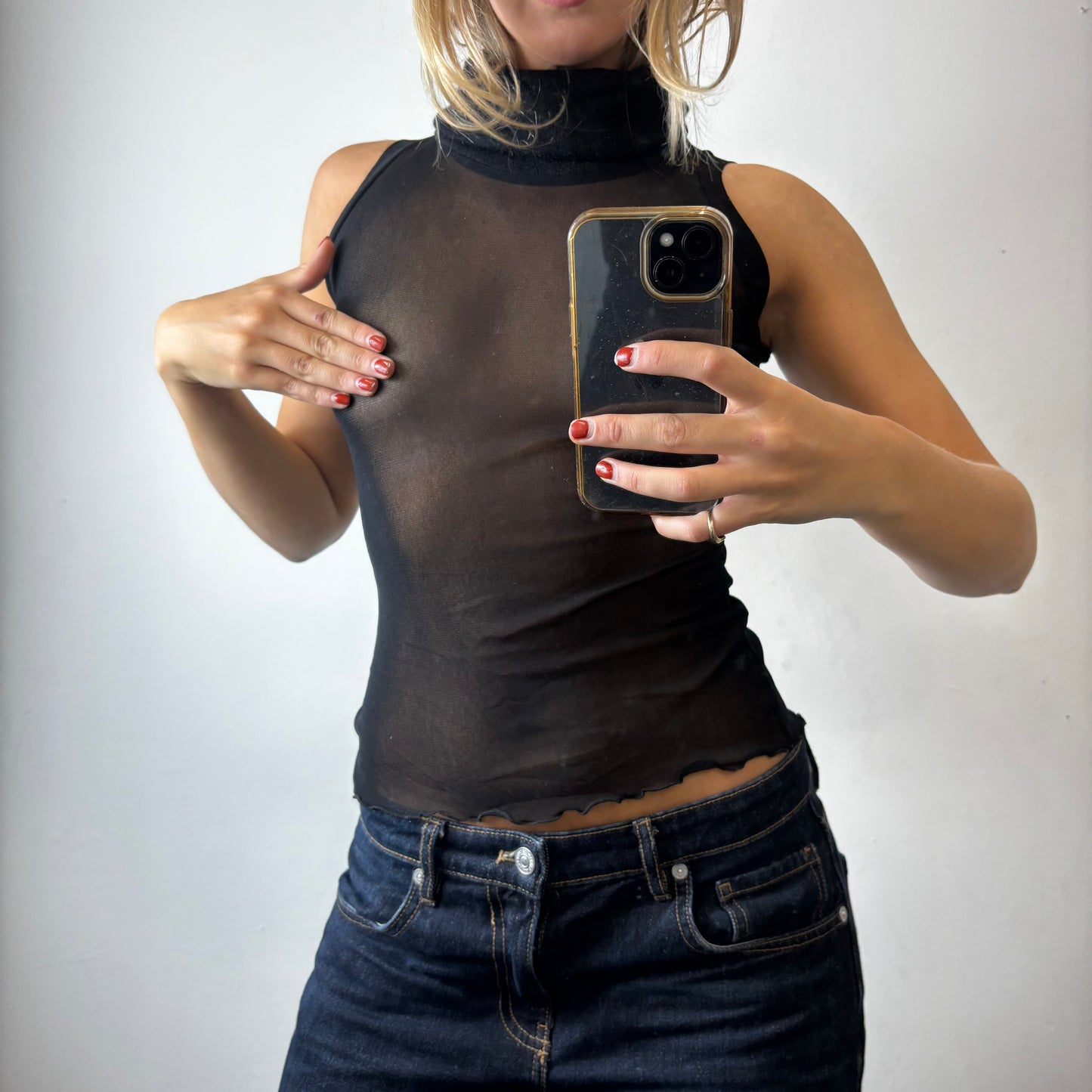 mesh roll neck top