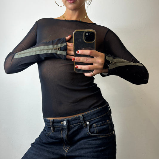 mesh zip sleeve top