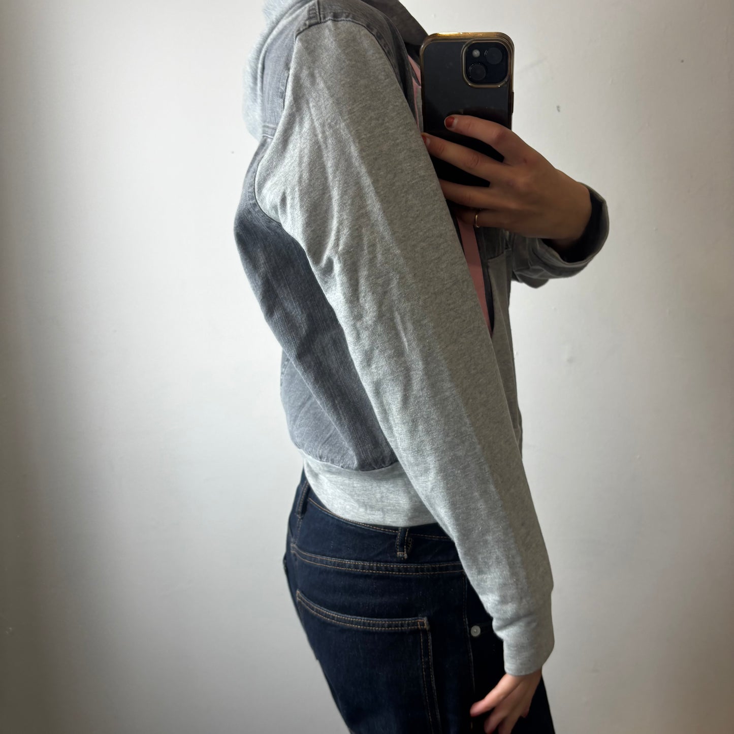 zip up grey hoodie