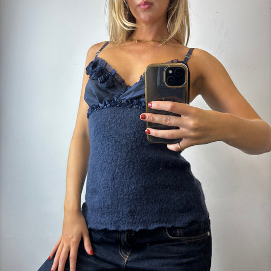 blue knit cami top