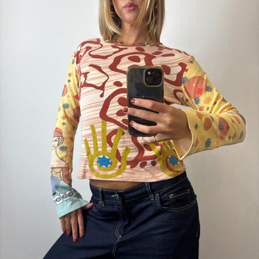 patterned long sleeved top