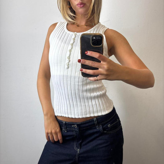 ribbed button up top