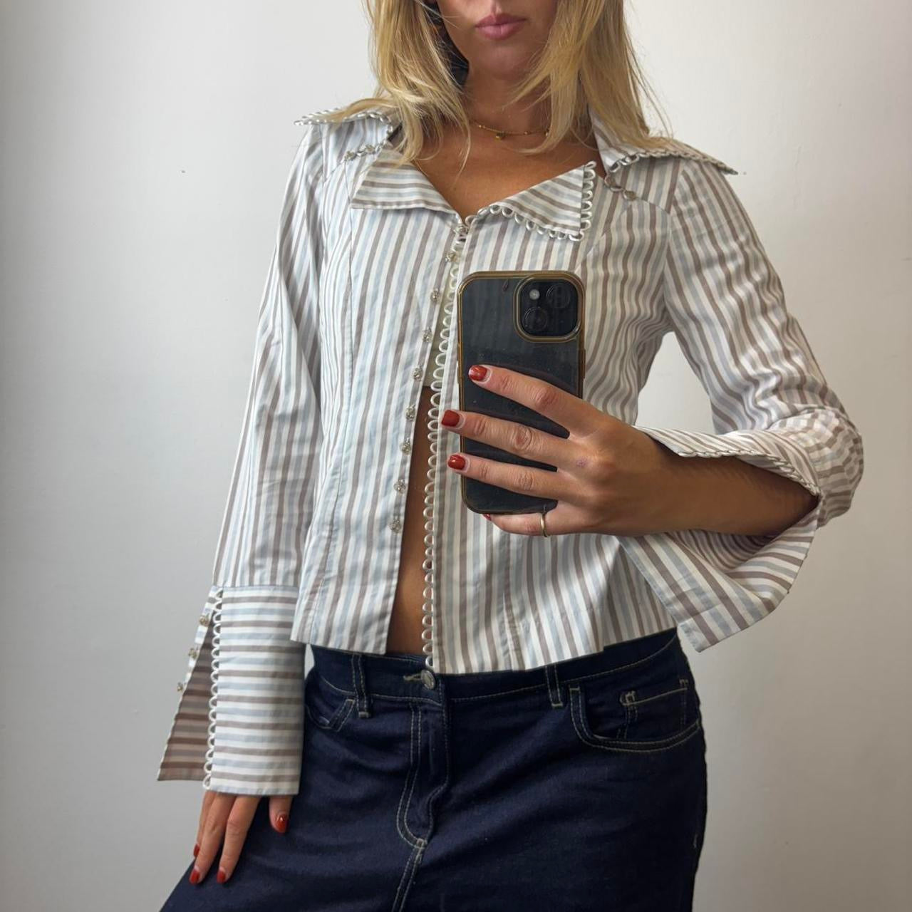 pinstripe button shirt