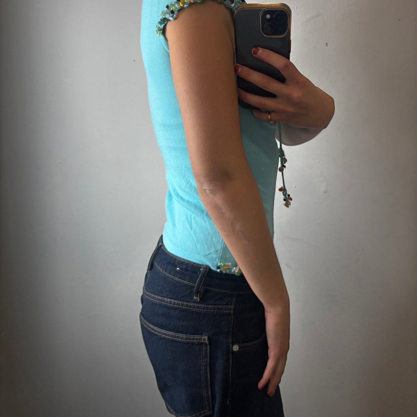 blue mesh top