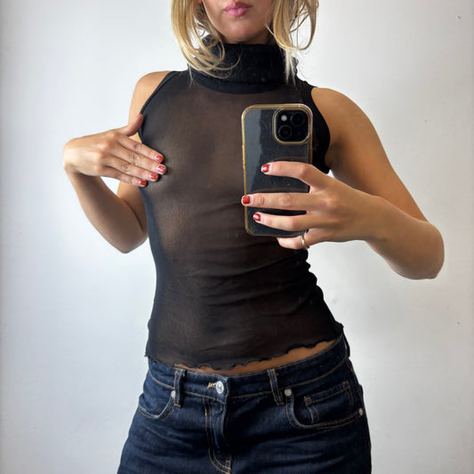 mesh roll neck top