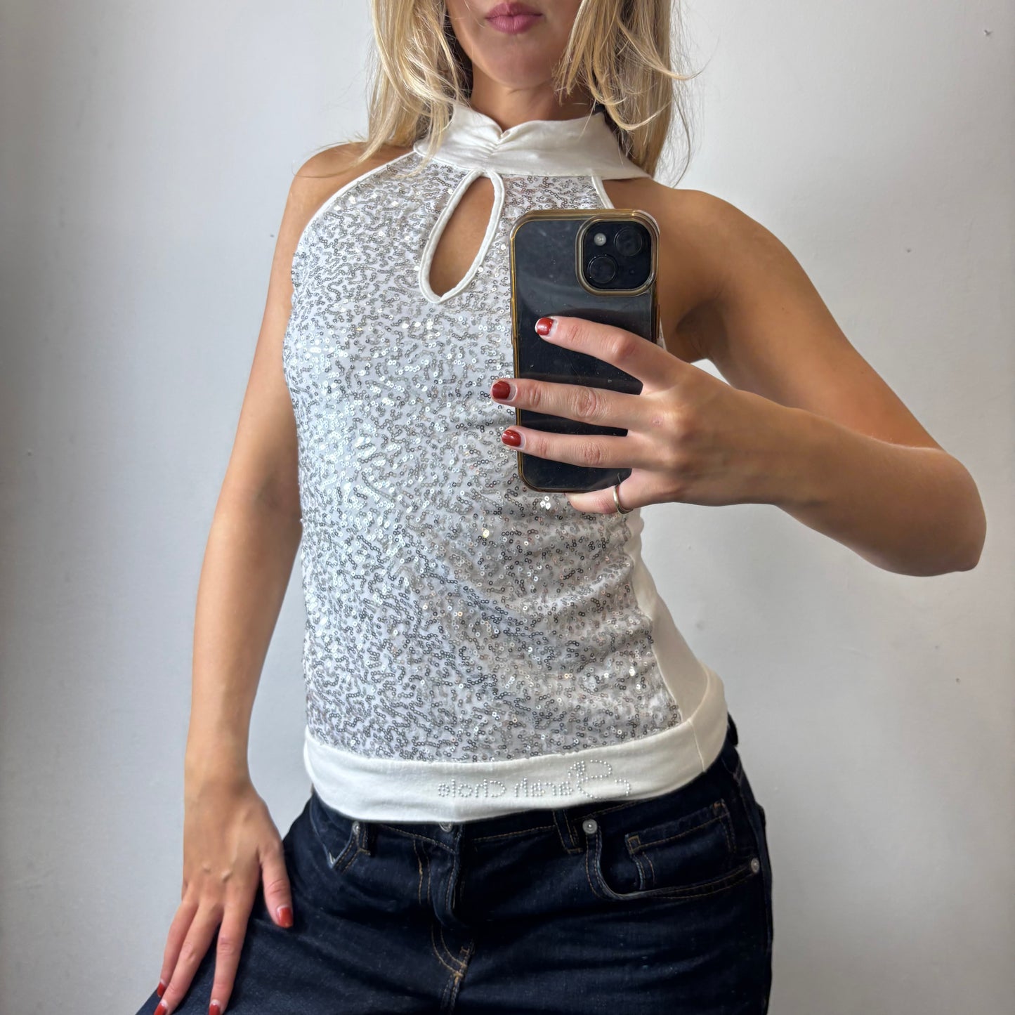 halter sequin cami top