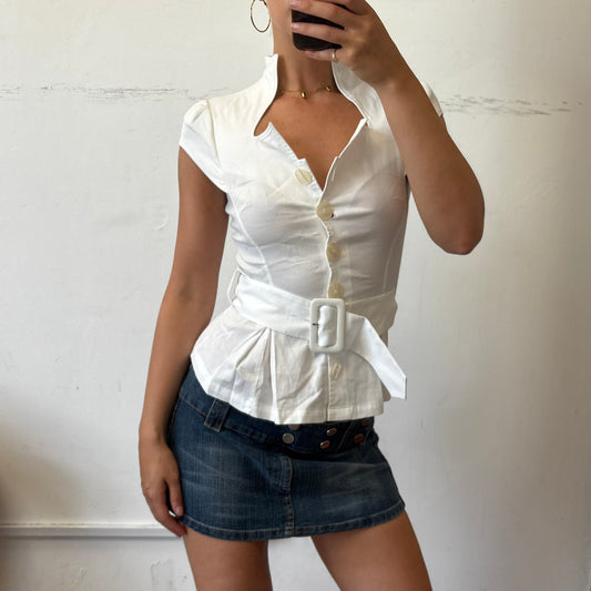 button belt shirt top
