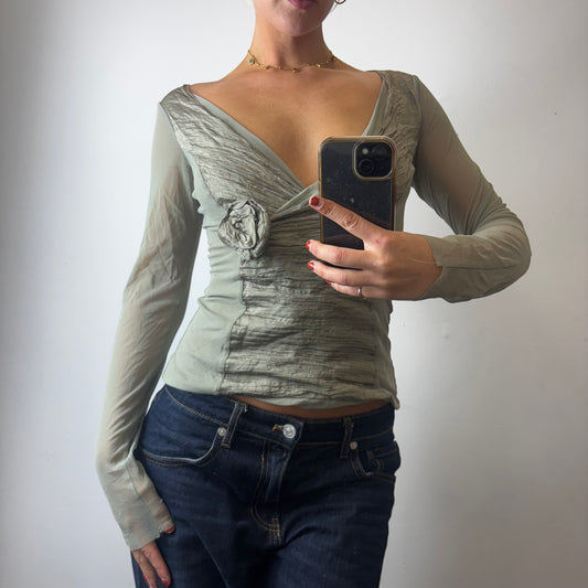 mesh khaki top