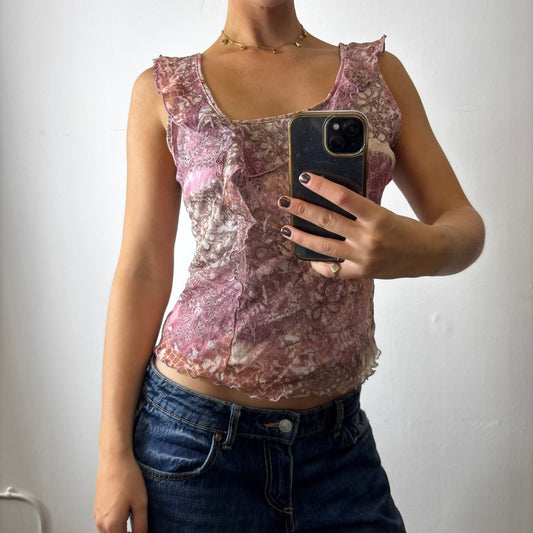 vintage floral mesh top