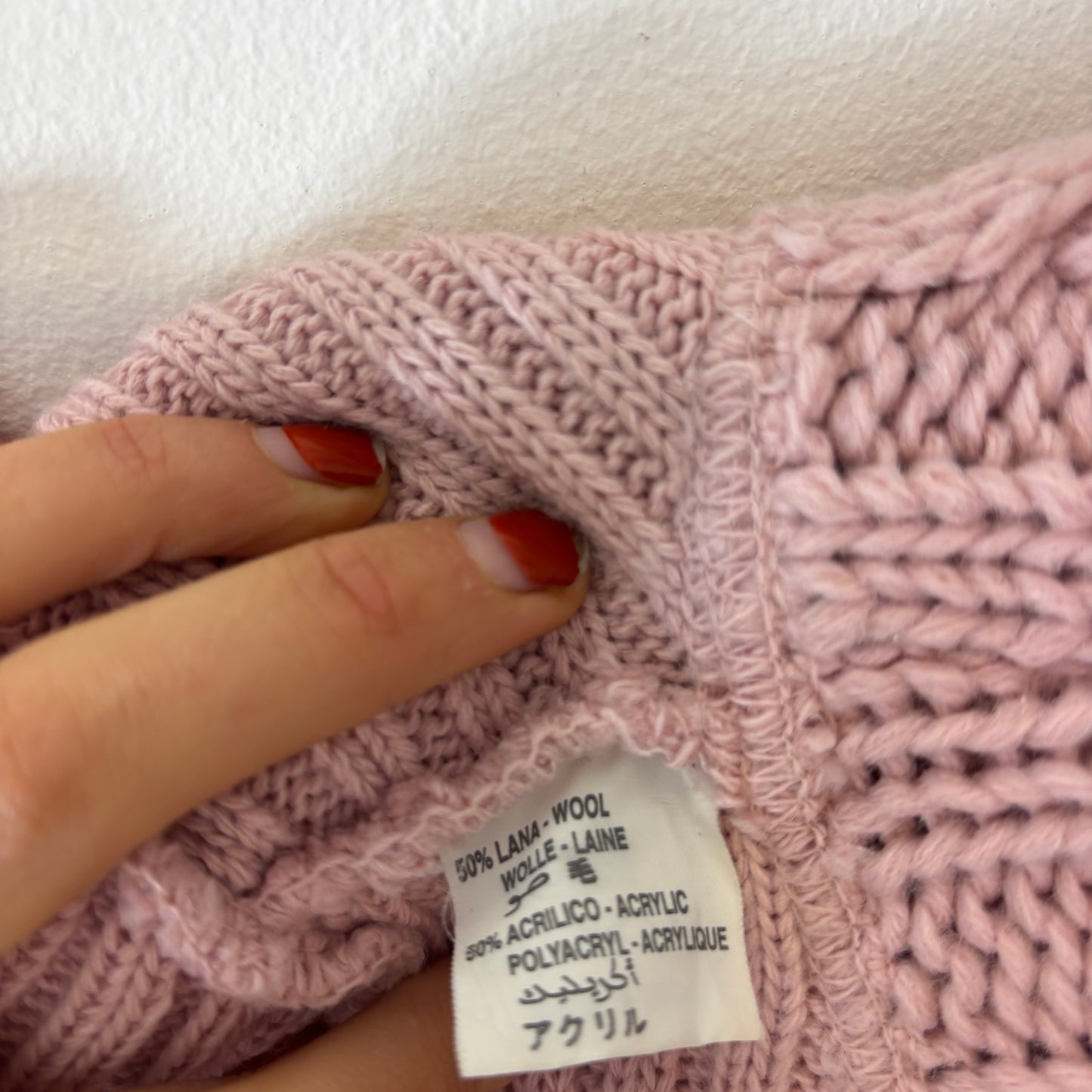 pink off the shoulder knit jumper