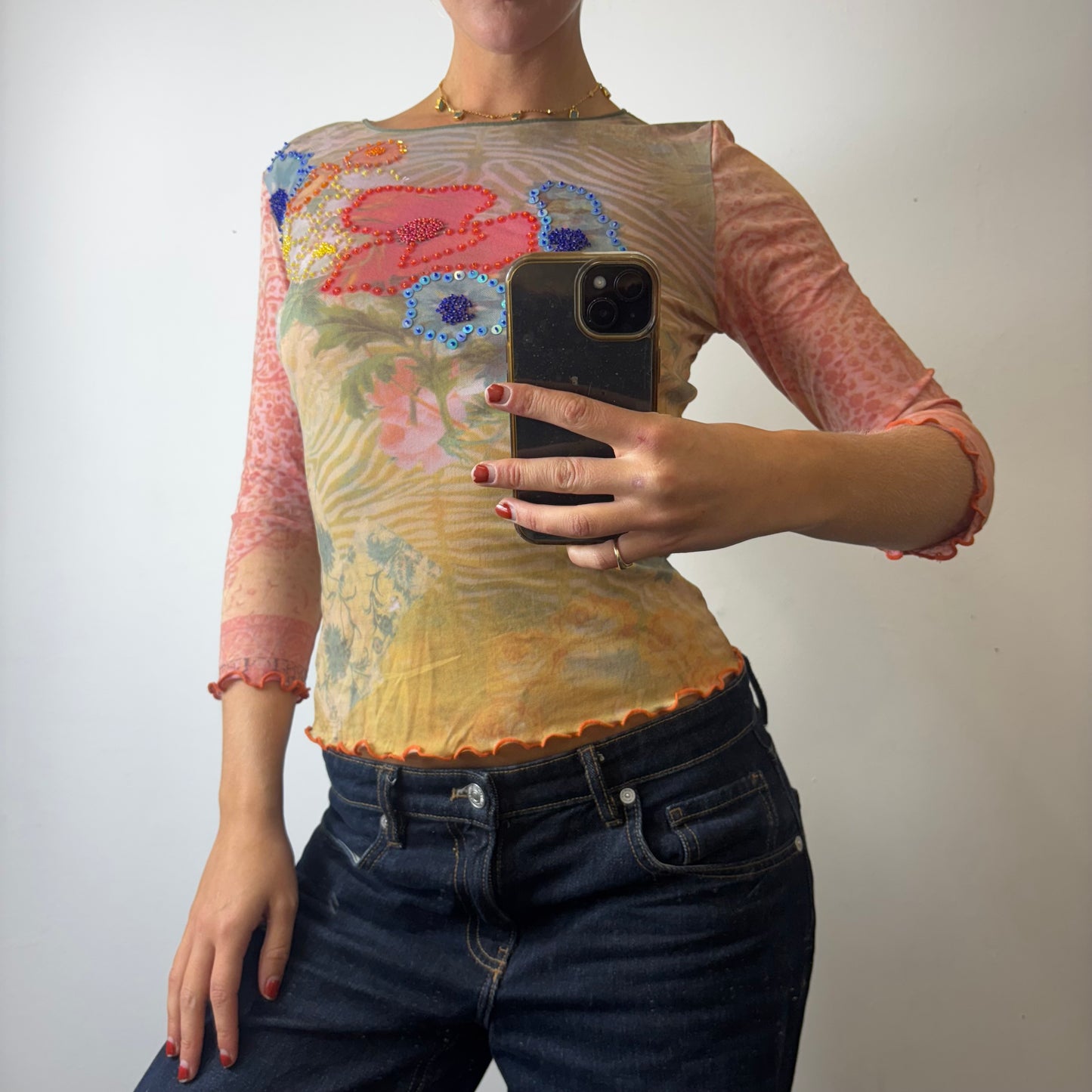 mesh floral top