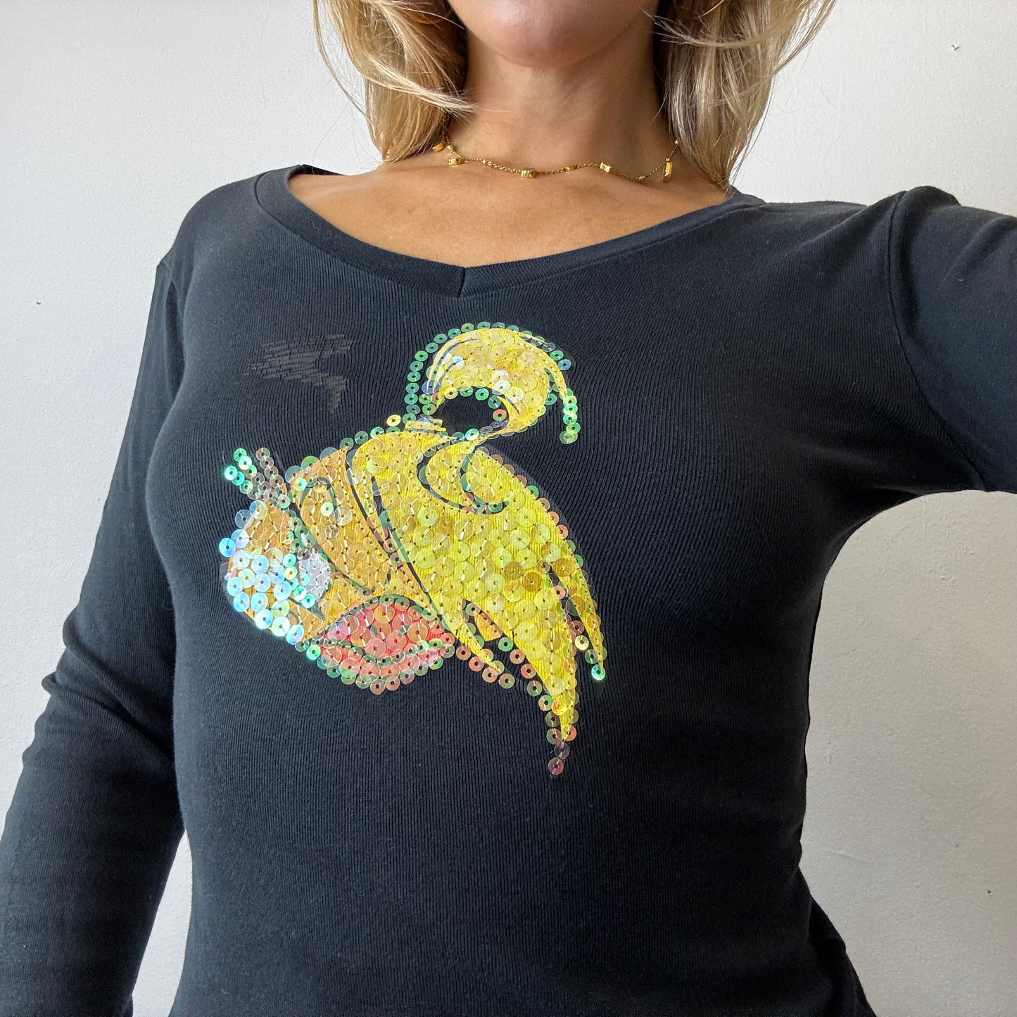 sequin graphic top