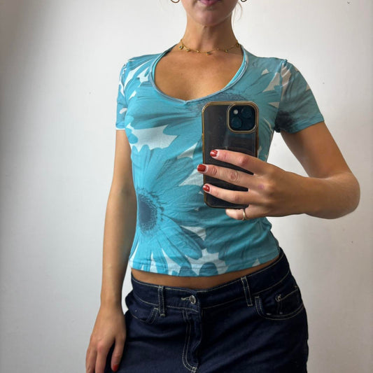 blue mesh top